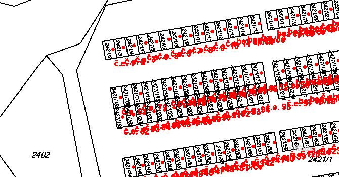 Nouzka 3076, Vyškov na parcele st. 2421/164 v KÚ Vyškov, Katastrální mapa