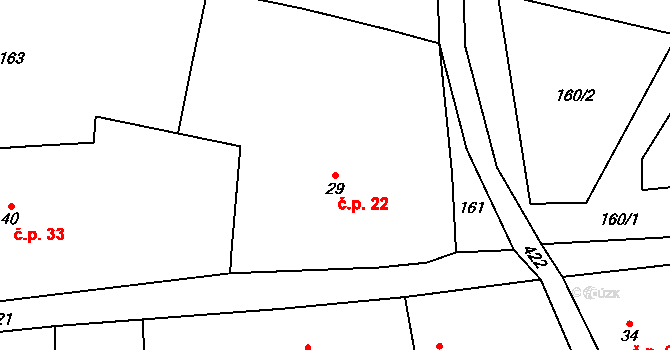 Veclov 22, Svojetín na parcele st. 29 v KÚ Veclov u Svojetína, Katastrální mapa