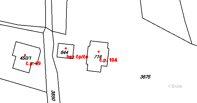 Skuhrov 104 na parcele st. 718 v KÚ Skuhrov u Železného Brodu, Katastrální mapa