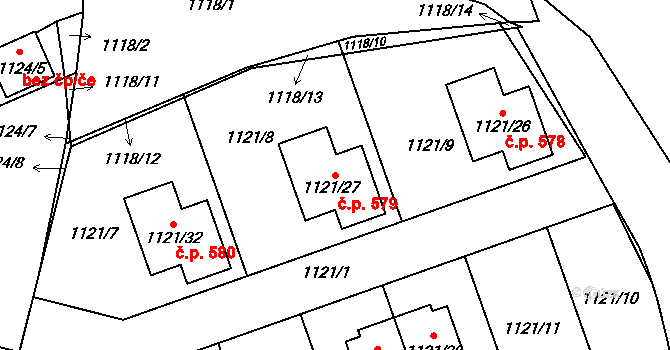 Senec 579, Zruč-Senec na parcele st. 1121/27 v KÚ Senec u Plzně, Katastrální mapa