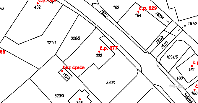 Světlá nad Sázavou 277 na parcele st. 302 v KÚ Světlá nad Sázavou, Katastrální mapa