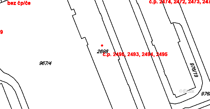 Kroměříž 2493,2494,2495,2496 na parcele st. 2698 v KÚ Kroměříž, Katastrální mapa