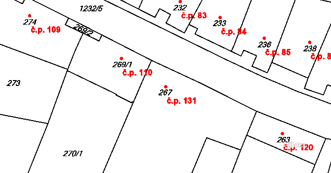 Citonice 131 na parcele st. 267 v KÚ Citonice, Katastrální mapa