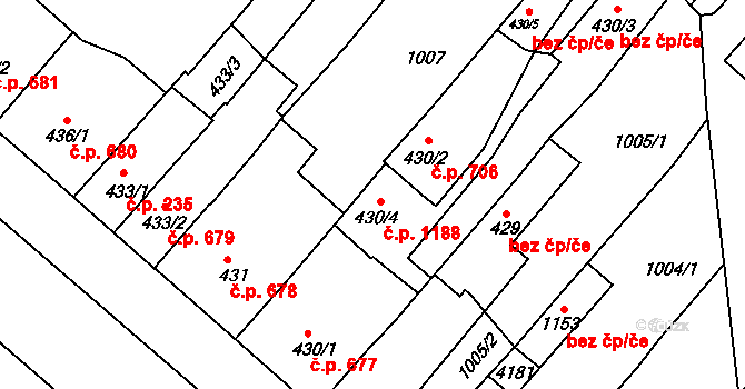 Lipník nad Bečvou I-Město 1188, Lipník nad Bečvou na parcele st. 430/4 v KÚ Lipník nad Bečvou, Katastrální mapa