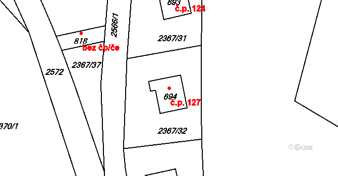 Antonínov 127, Josefův Důl na parcele st. 694 v KÚ Antonínov, Katastrální mapa