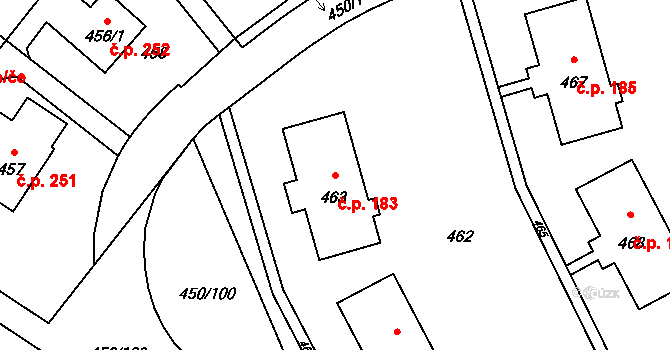 Dolní Líštná 183, Třinec na parcele st. 463 v KÚ Dolní Líštná, Katastrální mapa