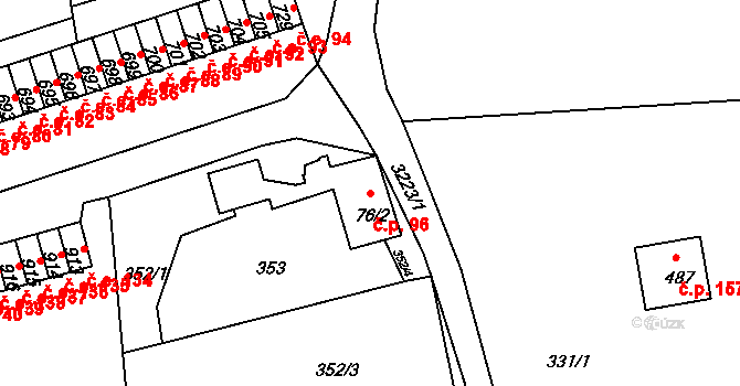 Kamenná 96, Jílové na parcele st. 76/2 v KÚ Jílové u Děčína, Katastrální mapa