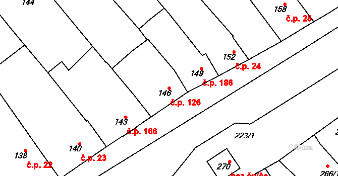 Zarazice 126, Veselí nad Moravou na parcele st. 146 v KÚ Zarazice, Katastrální mapa