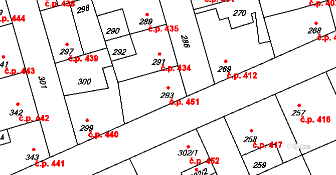 Dubí 451, Kladno na parcele st. 293 v KÚ Dubí u Kladna, Katastrální mapa