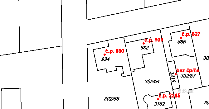 Brandýs nad Labem 880, Brandýs nad Labem-Stará Boleslav na parcele st. 934 v KÚ Brandýs nad Labem, Katastrální mapa