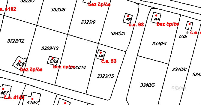 Boršov 53, Moravská Třebová na parcele st. 436 v KÚ Boršov u Moravské Třebové, Katastrální mapa