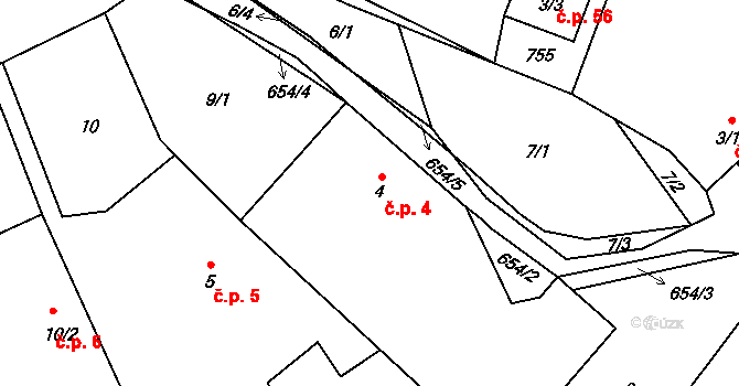 Kal 4, Pecka na parcele st. 4 v KÚ Kal, Katastrální mapa