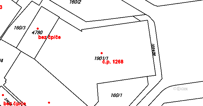 Rožnov pod Radhoštěm 1268 na parcele st. 1901/1 v KÚ Rožnov pod Radhoštěm, Katastrální mapa