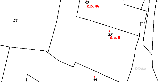 Holušice 5, Sedlice na parcele st. 37 v KÚ Holušice u Mužetic, Katastrální mapa