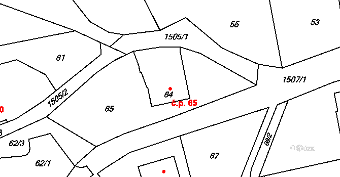 Záblatí 65, Bohumín na parcele st. 64 v KÚ Záblatí u Bohumína, Katastrální mapa