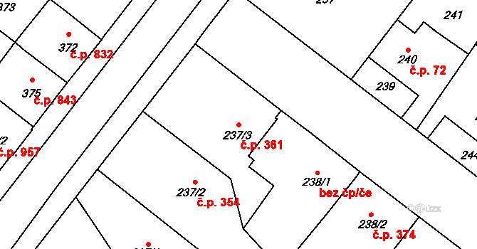 Nový Bohumín 361, Bohumín na parcele st. 237/3 v KÚ Nový Bohumín, Katastrální mapa