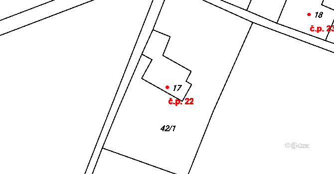 Kateřina 22, Dolní Podluží na parcele st. 17 v KÚ Dolní Podluží, Katastrální mapa