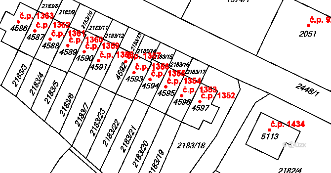 Cheb 1354 na parcele st. 4595 v KÚ Cheb, Katastrální mapa