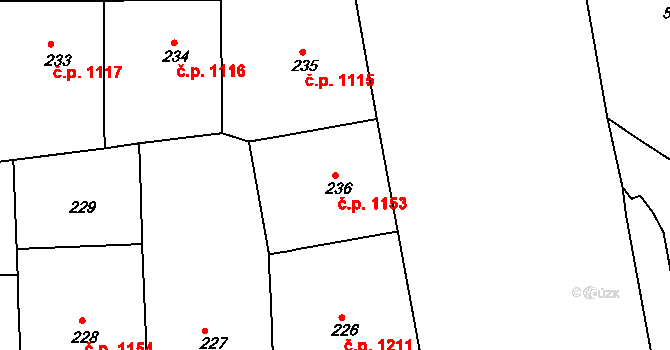 Smíchov 1153, Praha na parcele st. 236 v KÚ Smíchov, Katastrální mapa