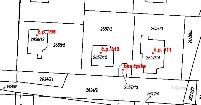 Příbram IV 312, Příbram na parcele st. 2657/15 v KÚ Příbram, Katastrální mapa