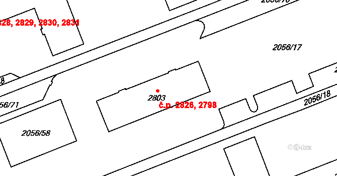 Hodonín 2798,2826 na parcele st. 2803 v KÚ Hodonín, Katastrální mapa