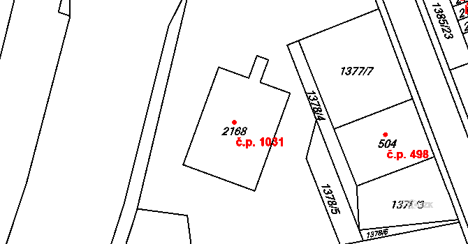 Vrchlabí 1031 na parcele st. 2168 v KÚ Vrchlabí, Katastrální mapa