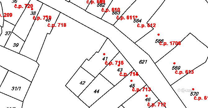 Česká Lípa 715 na parcele st. 41 v KÚ Česká Lípa, Katastrální mapa