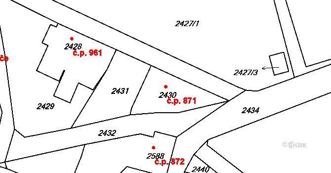 Rumburk 1 871, Rumburk na parcele st. 2430 v KÚ Rumburk, Katastrální mapa