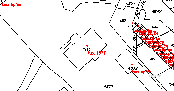 Vsetín 1677 na parcele st. 4311 v KÚ Vsetín, Katastrální mapa