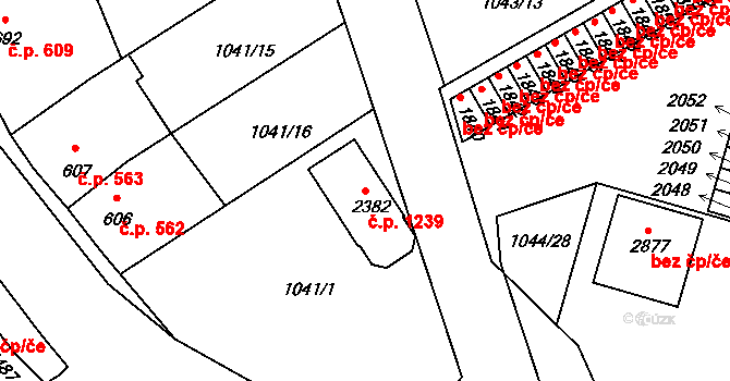 Blatná 1239 na parcele st. 2382 v KÚ Blatná, Katastrální mapa