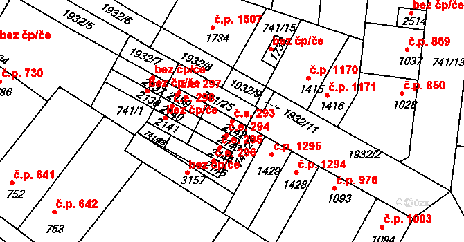 Slaný 293 na parcele st. 2142 v KÚ Slaný, Katastrální mapa