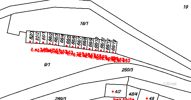 Chanov 360, Obrnice na parcele st. 66/10 v KÚ Chanov, Katastrální mapa