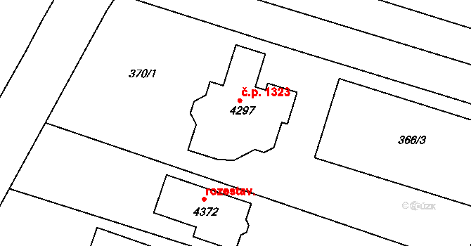 Kyjov 1323 na parcele st. 4297 v KÚ Kyjov, Katastrální mapa