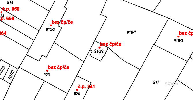 Teplice 39140334 na parcele st. 916/2 v KÚ Teplice, Katastrální mapa