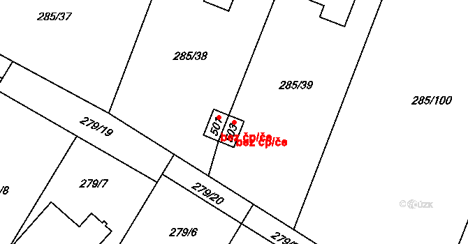 Kamenice 39898334 na parcele st. 503 v KÚ Štiřín, Katastrální mapa