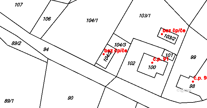 Rýmařov 42032334 na parcele st. 104/2 v KÚ Ondřejov u Rýmařova, Katastrální mapa