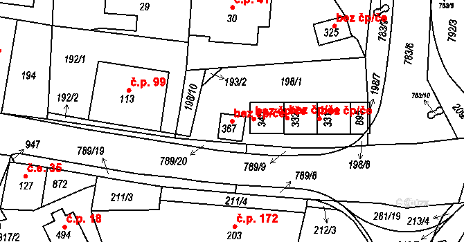 Chrastava 42188334 na parcele st. 367 v KÚ Dolní Chrastava, Katastrální mapa