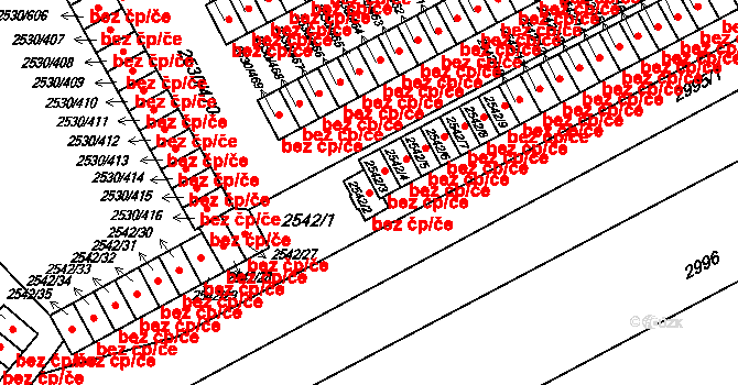 Opava 43780334 na parcele st. 2542/2 v KÚ Opava-Předměstí, Katastrální mapa