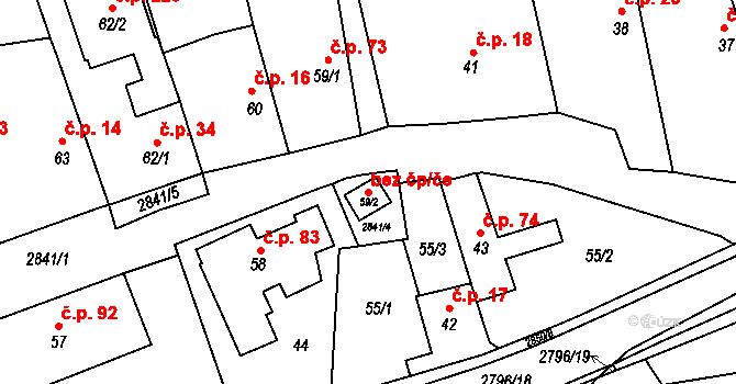 Sehradice 44781334 na parcele st. 59/2 v KÚ Sehradice, Katastrální mapa