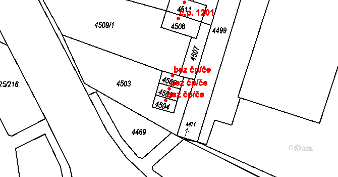 Jirkov 45041334 na parcele st. 4505 v KÚ Jirkov, Katastrální mapa