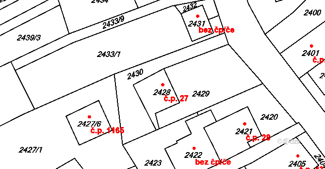 Ludgeřovice 27 na parcele st. 2428 v KÚ Ludgeřovice, Katastrální mapa