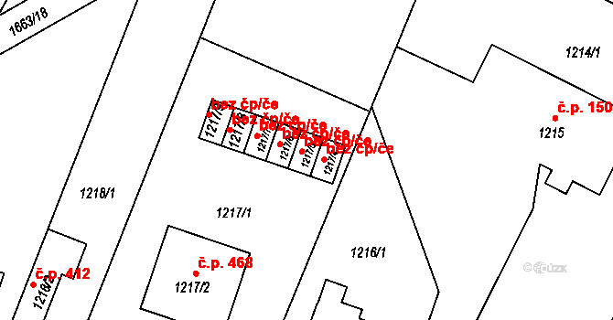Sadská 49190334 na parcele st. 1217/5 v KÚ Sadská, Katastrální mapa