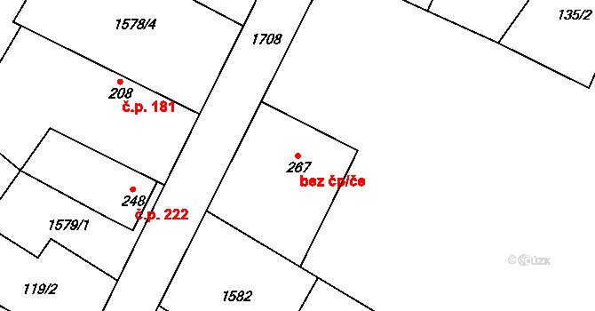 Čečelice 49954334 na parcele st. 267 v KÚ Čečelice, Katastrální mapa