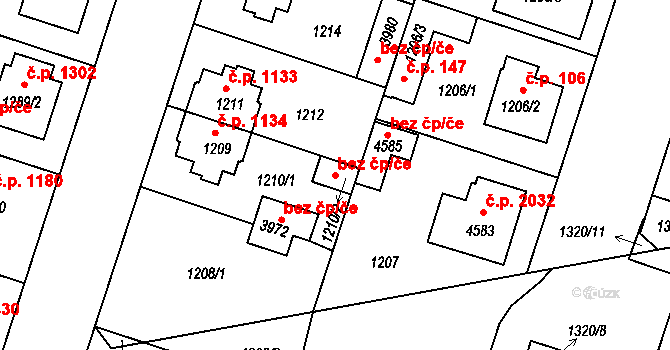 Čelákovice 50514334 na parcele st. 1210/2 v KÚ Čelákovice, Katastrální mapa