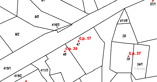 Chacholice 17, Chrast na parcele st. 47 v KÚ Chacholice, Katastrální mapa