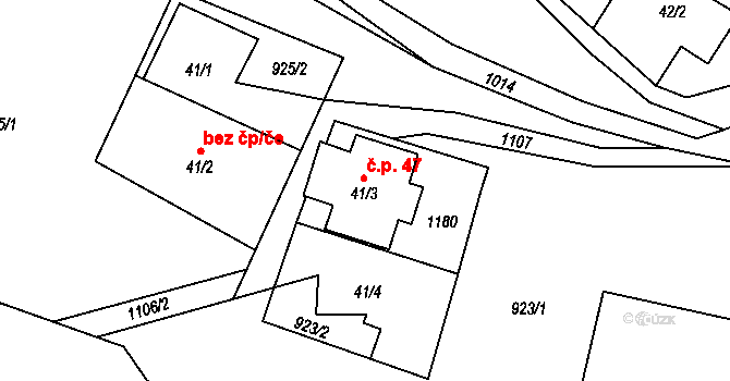 Dolní Adršpach 47, Adršpach na parcele st. 41/3 v KÚ Dolní Adršpach, Katastrální mapa