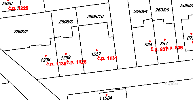 Choceň 1131 na parcele st. 1537 v KÚ Choceň, Katastrální mapa
