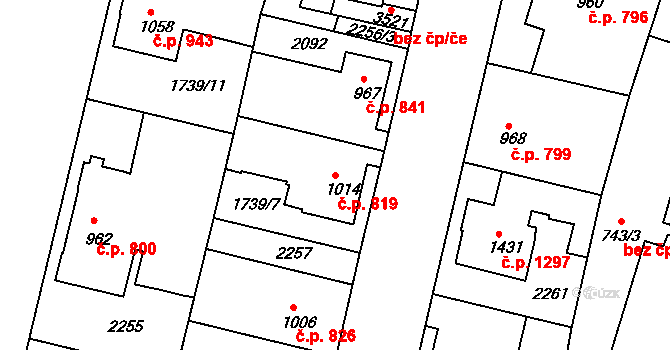 Slaný 819 na parcele st. 1014 v KÚ Slaný, Katastrální mapa