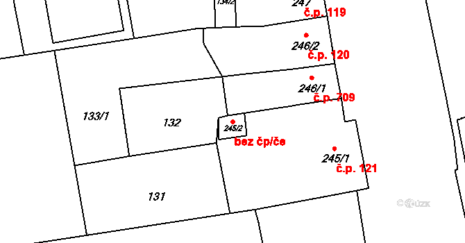 Lipník nad Bečvou 82307334 na parcele st. 245/2 v KÚ Lipník nad Bečvou, Katastrální mapa