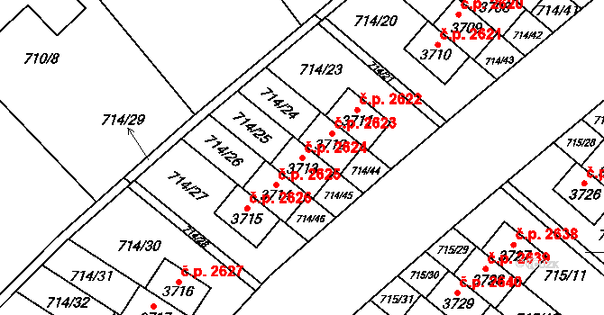 Brandýs nad Labem 2624, Brandýs nad Labem-Stará Boleslav na parcele st. 3713 v KÚ Brandýs nad Labem, Katastrální mapa